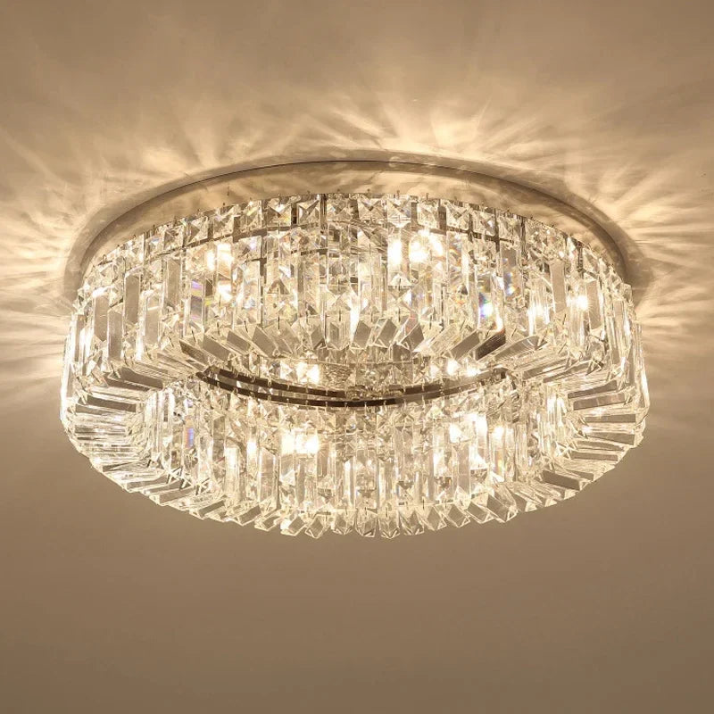 Afralia™ Crystal LED Ceiling Lights: Luxury Home Lighting for Living & Dining Room, Bedroom Decor