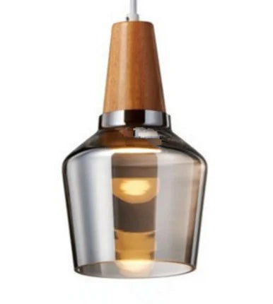 Afralia™ Glass Lampshade Pendant Light, Wooden Hanging Suspension, Retro American Design