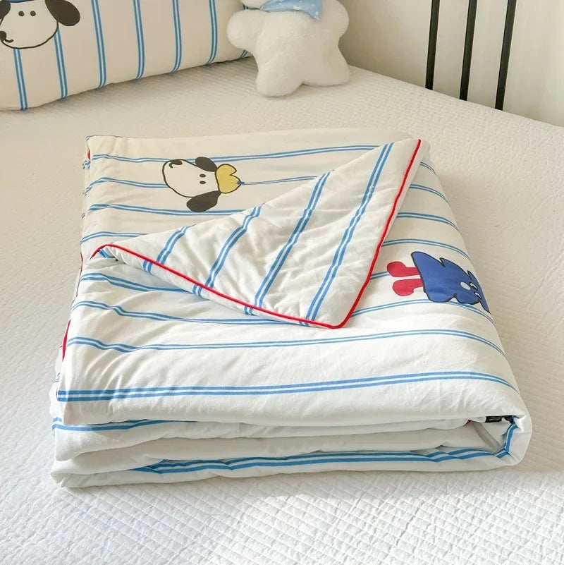 Afralia™ Cartoon Patchwork Summer Cooling Blanket Lightweight Air Condition Comforter