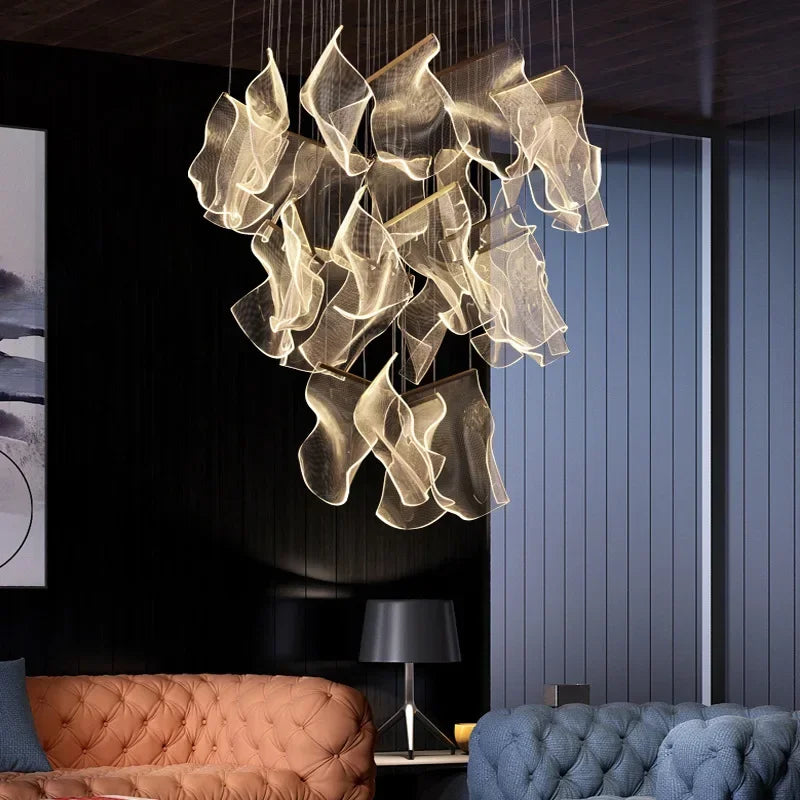 Afralia™ LED Chandelier: Modern Adjustable Hanging Lamp for Living Room and Staircase Lighting