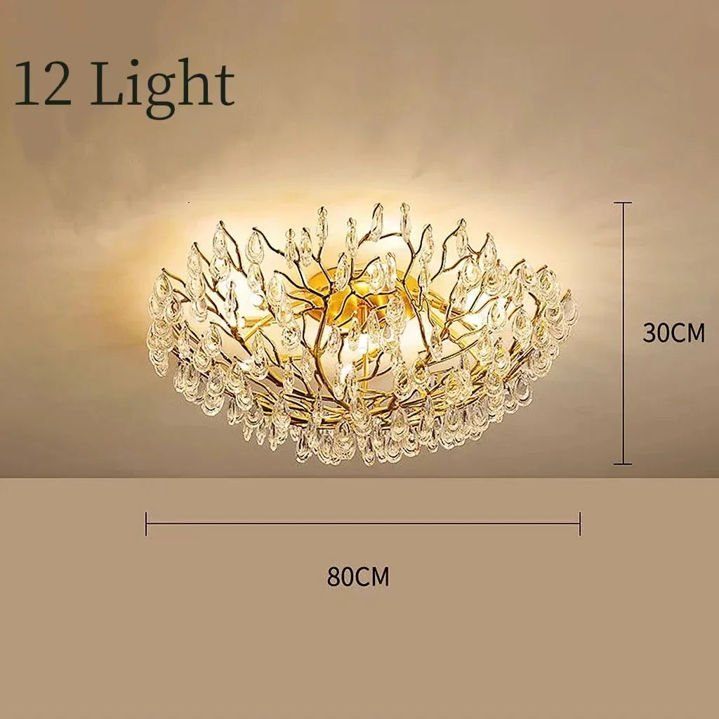 Afralia™ Modern LED Crystal Ceiling Chandelier for Living Room Restaurant Bedroom