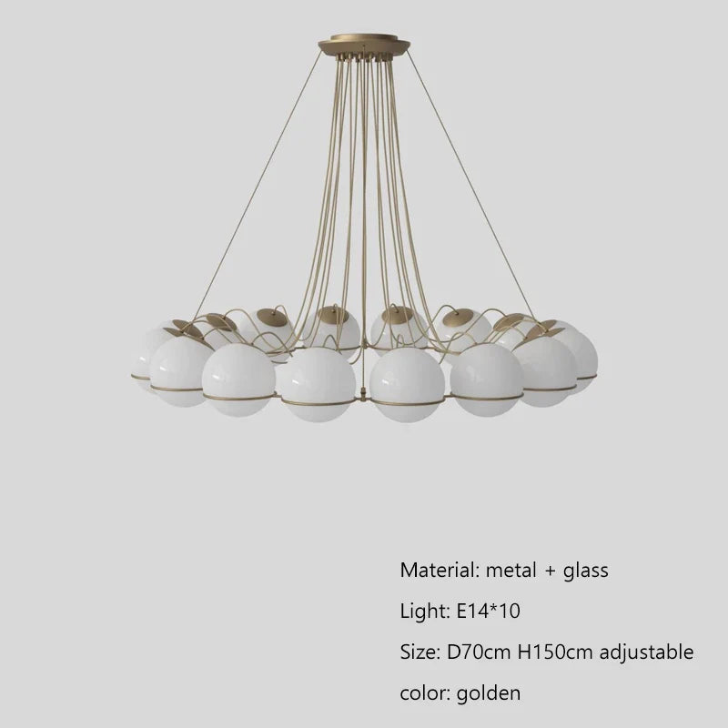 Afralia™ Modern Round Chandelier White Glass Ball Lamps
