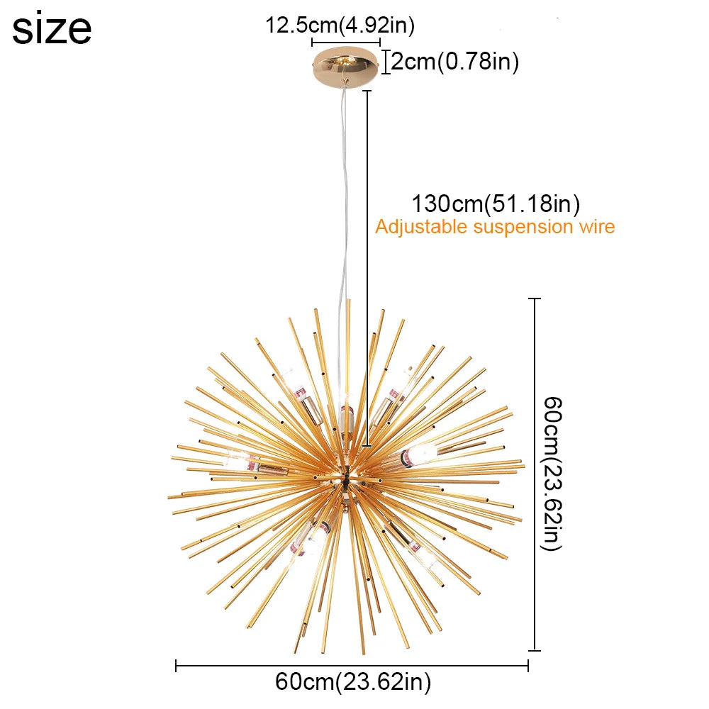 Afralia™ Aluminum Dandelion Pendant Light: Modern Sputnik Hedgehog LED Chandelier for Living & Dining Room