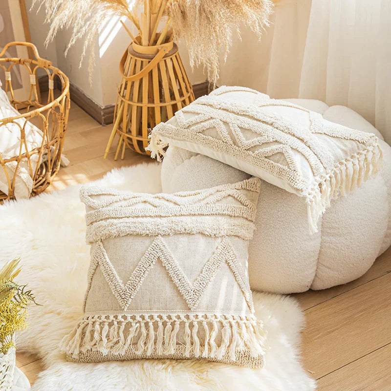 Afralia™ Tassels Tufted Pillow Cover for Home Decoration Living Room Bedroom Sofa