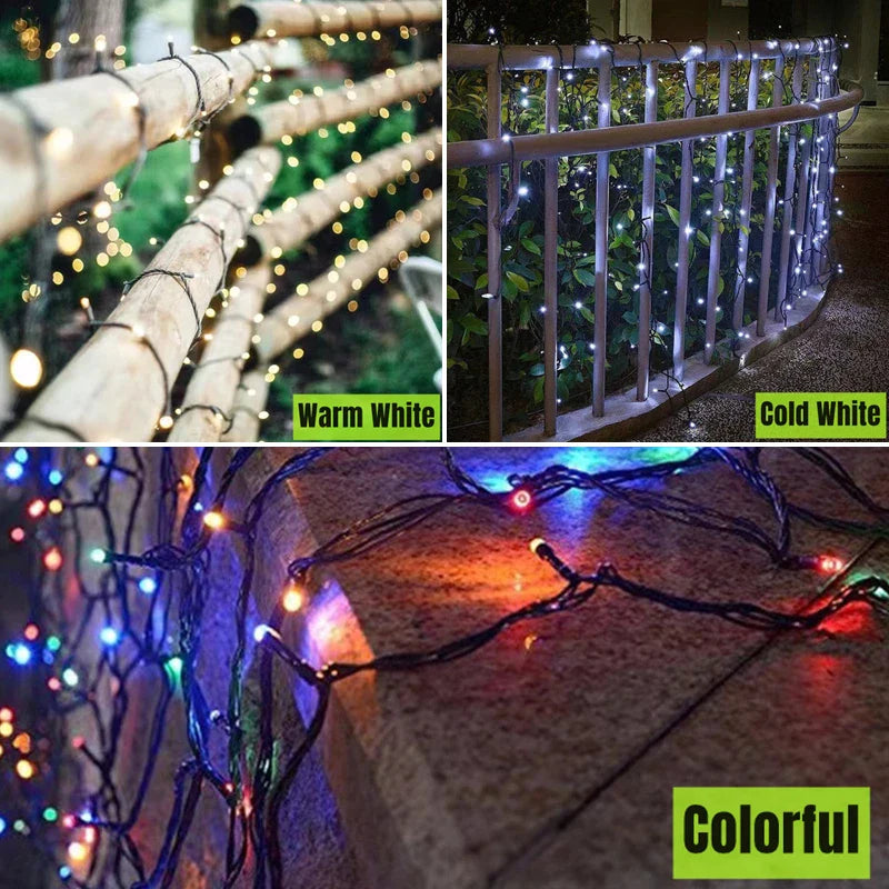 Afralia™ Outdoor LED String Fairy Lights 200LED Waterproof Black Cable EU Plug