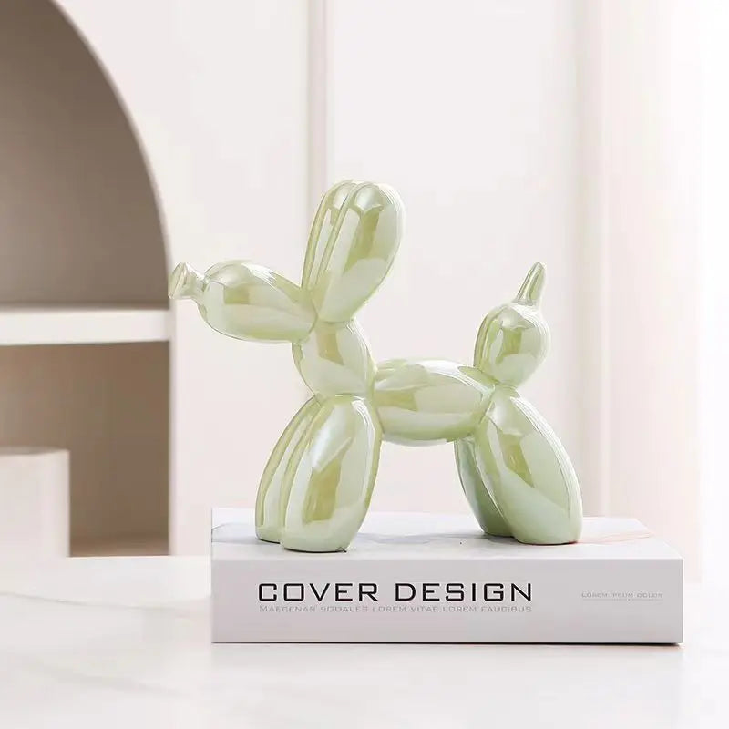 Afralia™ Mini Ceramic Balloon Dog Sculpture for Home Office Decor and Festive Accents