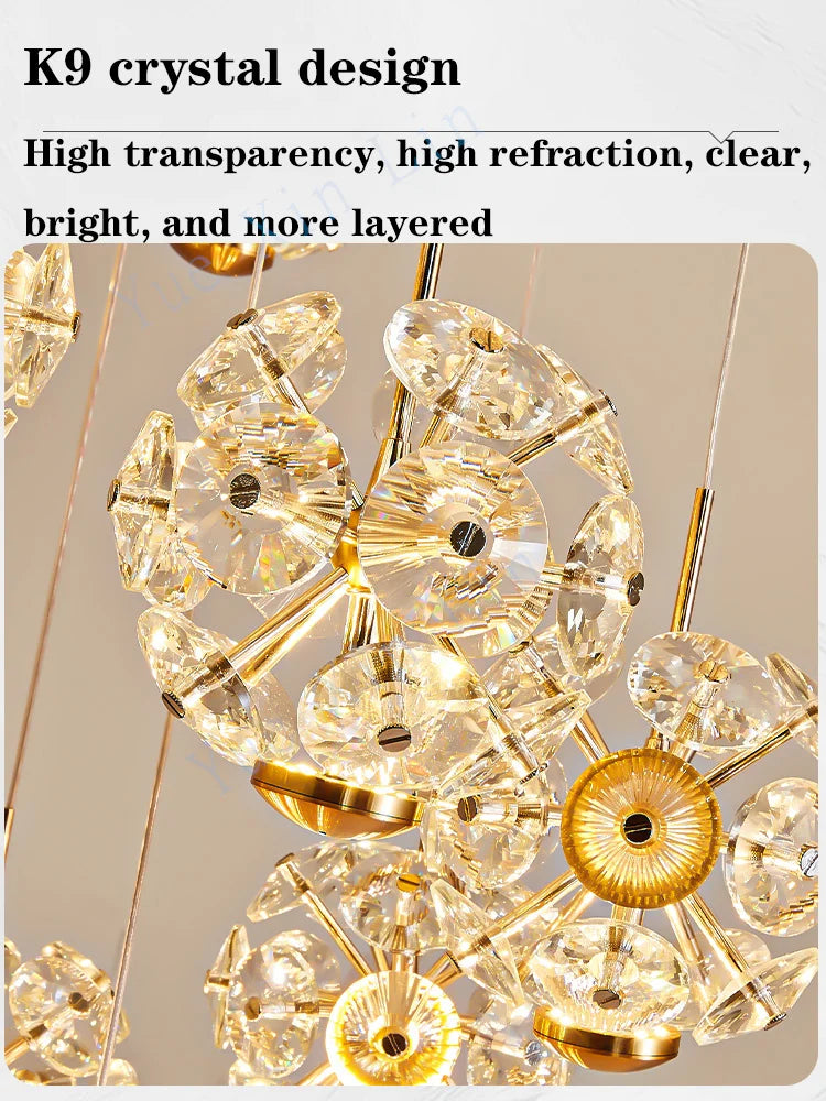Afralia™ Luxury Modern Crystal Chandelier for Living Room, Villa, Duplex - Golden Staircase Floor Lamp