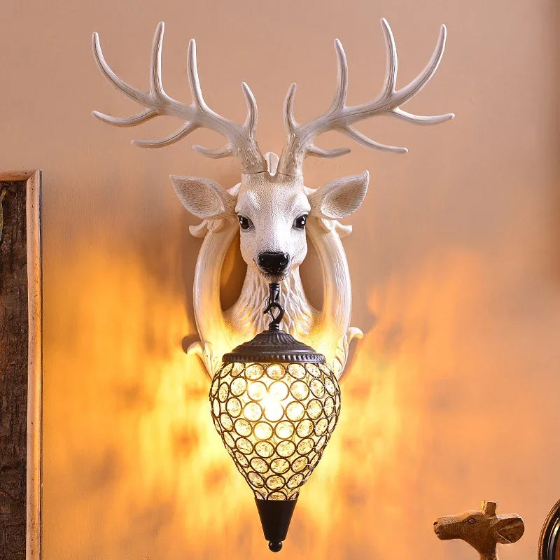 Afralia™ Modern Deer Head LED Wall Sconce Light for Luxury Living Room Decor