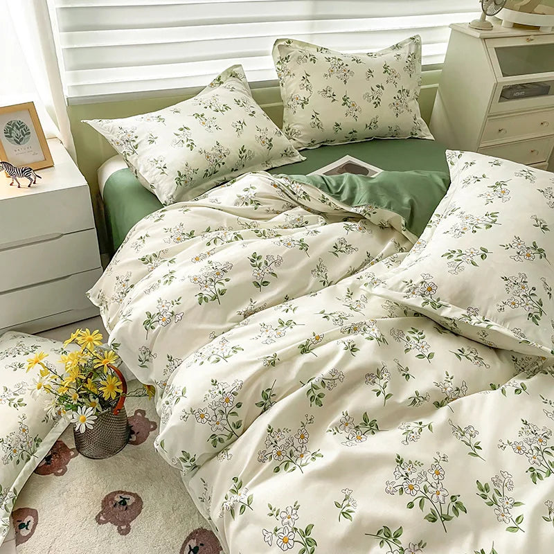 Afralia™ Cartoon Printed Bedding Set: Soft Cozy Duvet Cover, Bedsheet, Pillowcase, Single Double Bedclothes