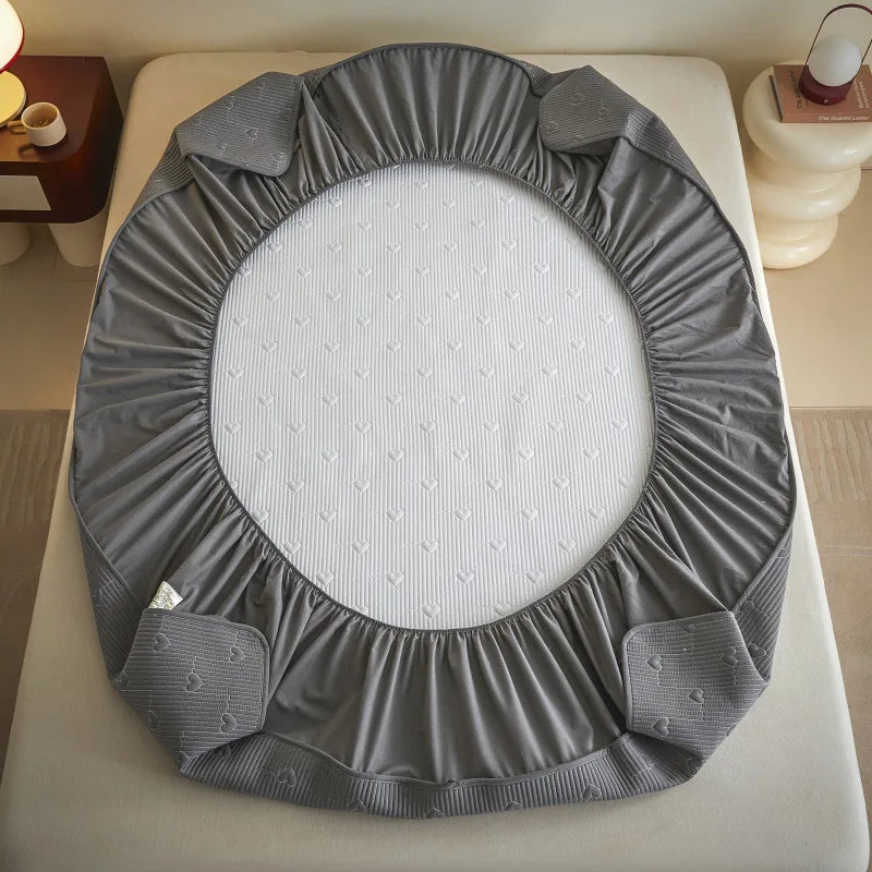 Afralia™ Love Pattern Cotton Fitted Sheet Single - Anti-Slip, Dustproof & Luxury