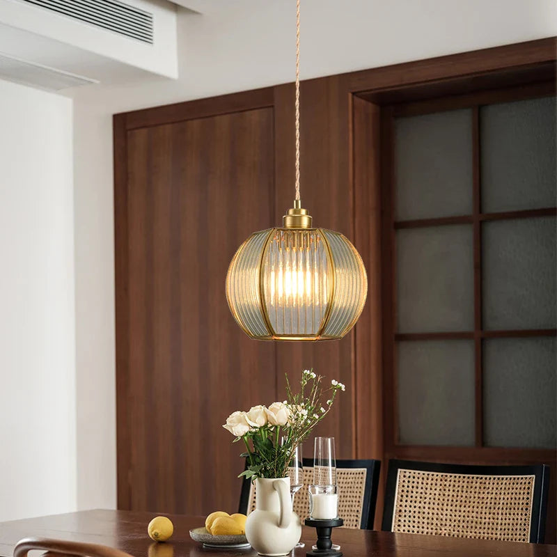 Afralia™ Brass Glass Restaurant Light Nordic Bedroom Chandelier