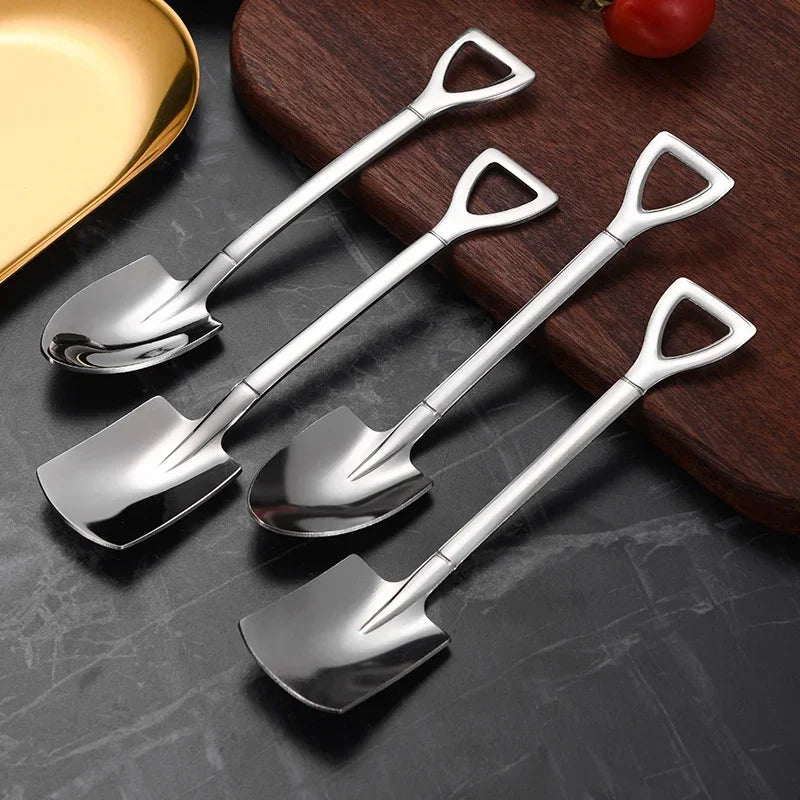 Afralia™ 4-Piece Stainless Steel Teaspoons Set for Coffee, Tea, Desserts & Ice Cream