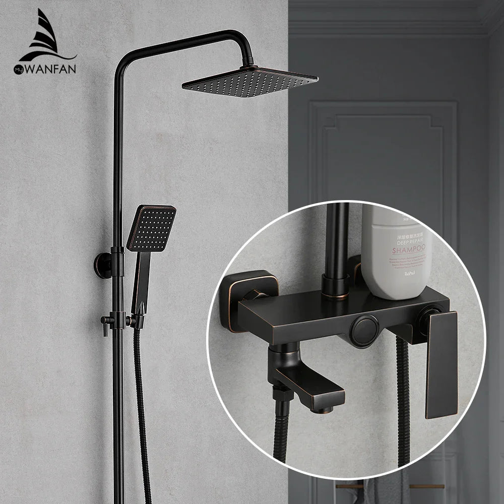 Afralia™ Brass Chrome Round Tube Shower Faucet with Slide Bar and Single Handle