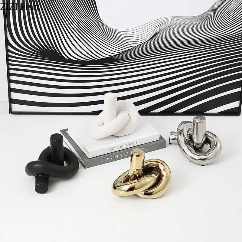 Afralia™ Ceramic Knot Sculpture Abstract Desk Decor Artwork Room Aesthetic Statues