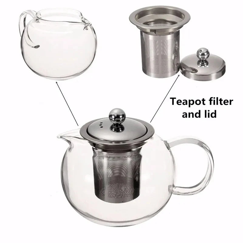 Afralia™ Glass Teapot with Stainless Steel Infuser, Clear Borosilicate, Heat Resistant, Flower Tea Pot