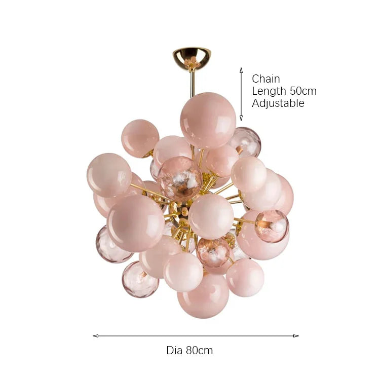 Afralia™ Pink Glass Bubbles Chandelier LED Ceiling Light