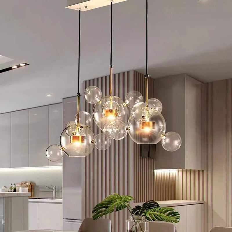 Afralia™ Stylish Mickey Bubble LED Glass Chandelier for Home Decor & Dining Table