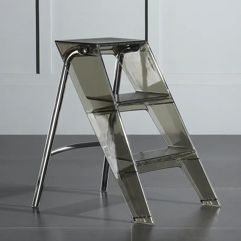 Afralia™ Portable Telescopic 3-Step Acrylic Folding Ladder