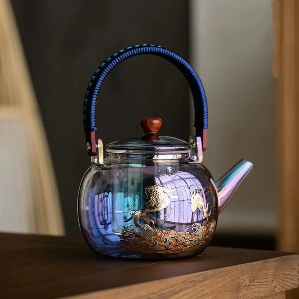 Afralia™ Colorful Enamel Glass Boiling Teapot - High Temp Resistant & Huan Colorful