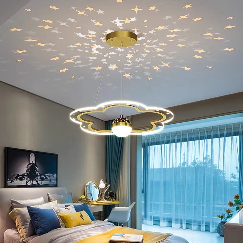 Afralia™ Cloud Flower LED Chandelier: Modern Starry Sky Decor for Kid's Bedroom and Study Hall