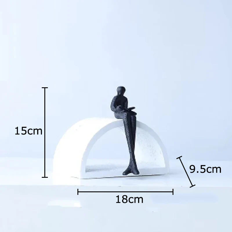 Afralia™ Reader Character Resin Sculpture Desk Ornament Abstract Geometric Statue
