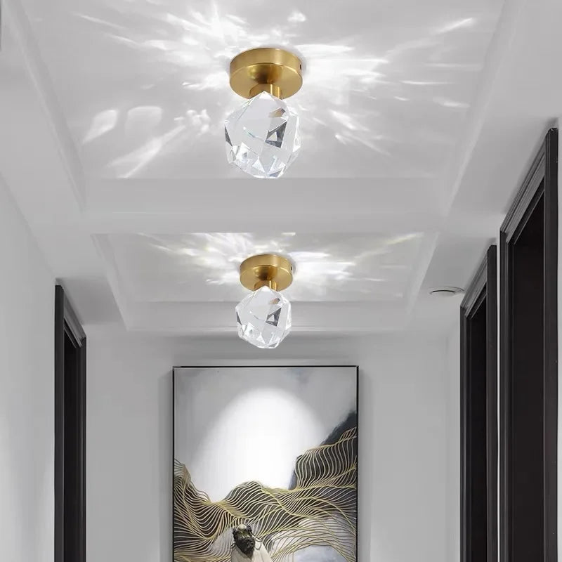 Afralia™ Elegant Crystal Ceiling Light Fixture for Hall Entrance Balcony Bathroom IP20