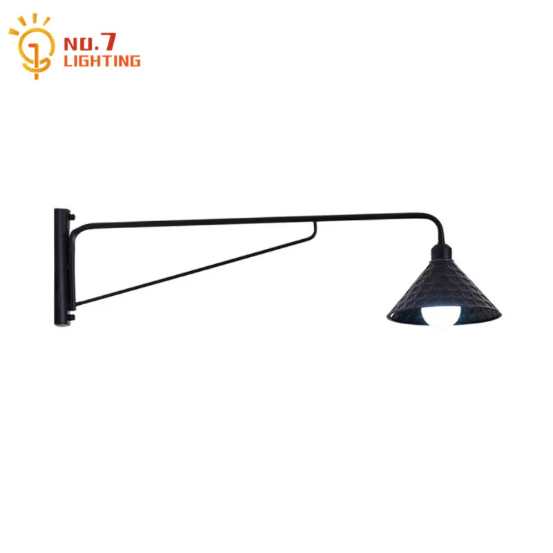 Afralia™ Black LED Swing Arm Wall Lamp for Outdoor Decor in Bedroom, Balcony & Aisle