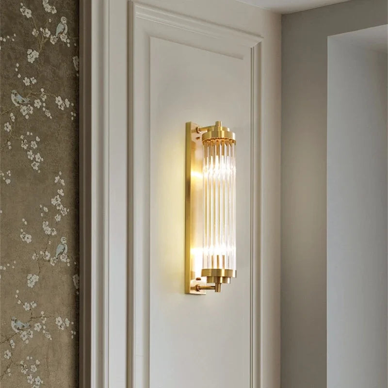 Afralia™ Crystal LED Gold Wall Sconce Modern Bedroom Decor Sconce Fixture