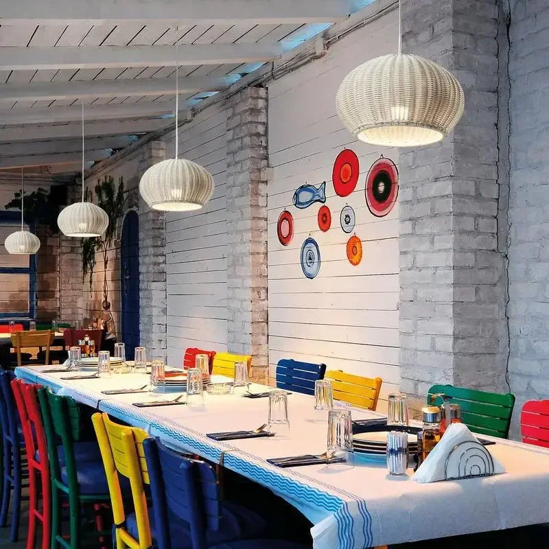 Afralia™ Chinese Style Outdoor Rattan Weaving Pendant Lights for Courtyard and Garden