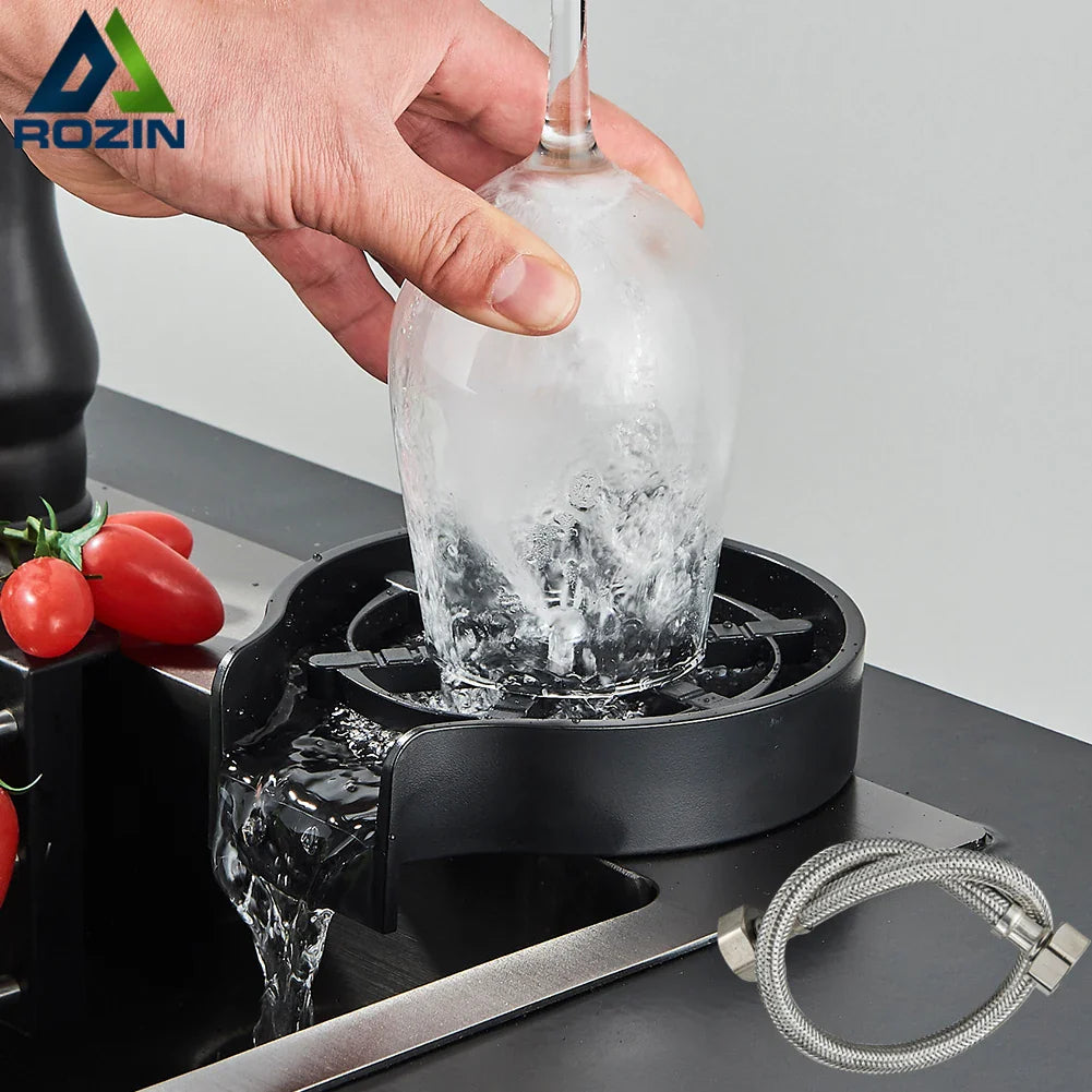 Afralia™ Glass Cup Washer: Automatic High Pressure Coffee Tea Cleaner Sink Tool