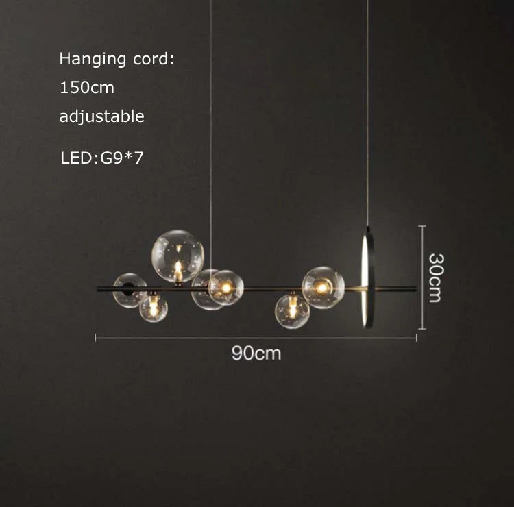 Afralia™ Black Postmodern Bubble Glass Chandelier with Multi Clear Balls