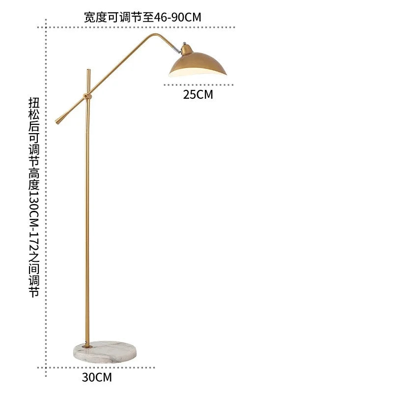 Afralia™ Nordic Gold Marble Base Floor Lamp Adjustable Length Indoor Light