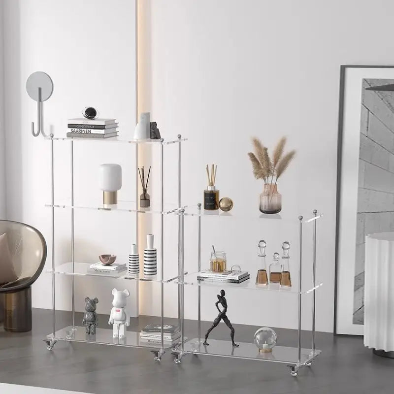 Afralia™ Transparent Acrylic Living Room Display Cabinet - Minimalist Multi-layer Storage