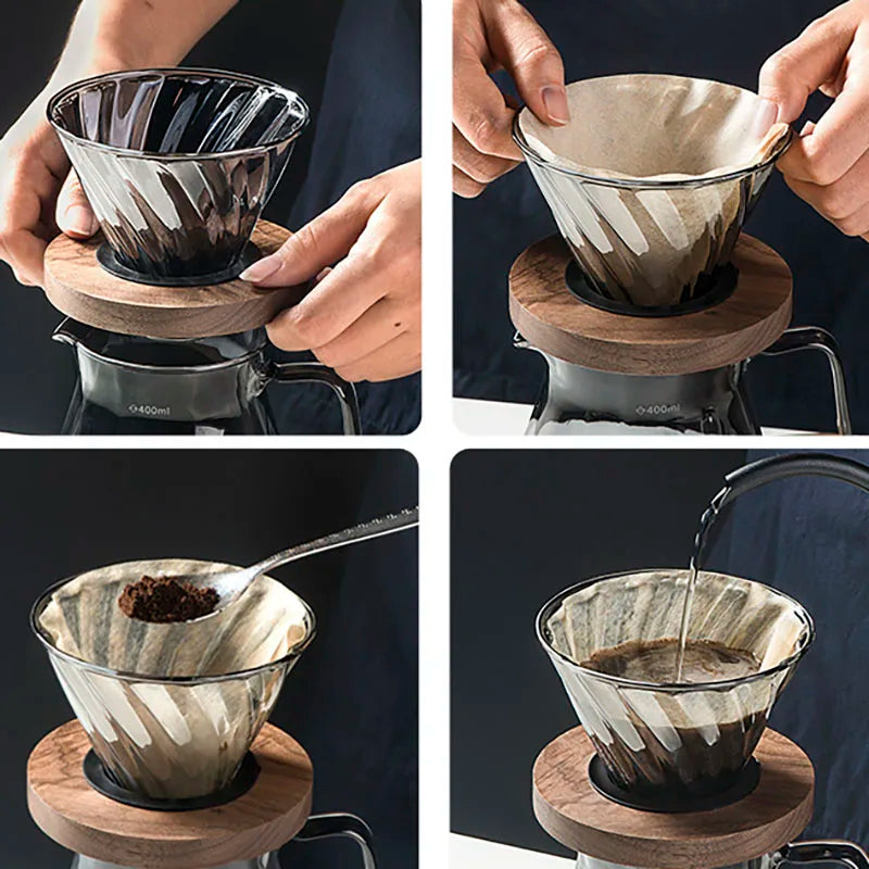 Afralia™ Diamond Glass Coffee Carafe with Reusable Filter Cup