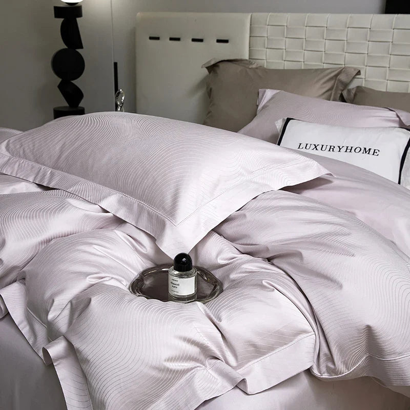 Afralia™ Luxury Jacquard Egyptian Cotton Queen King Bedding Set 4Pcs