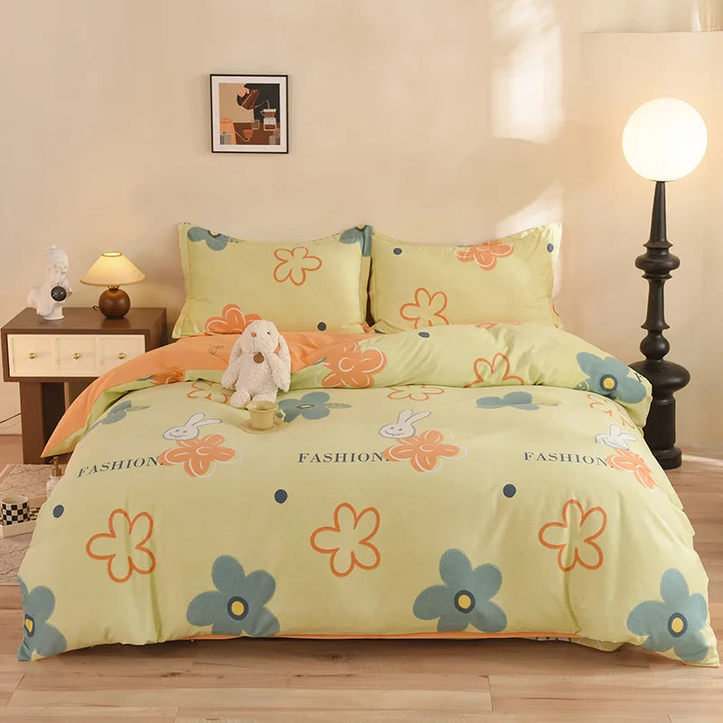 Afralia™ Flower Print Cotton Bedding Set: Warm & Cozy for Autumn/Winter comfort.