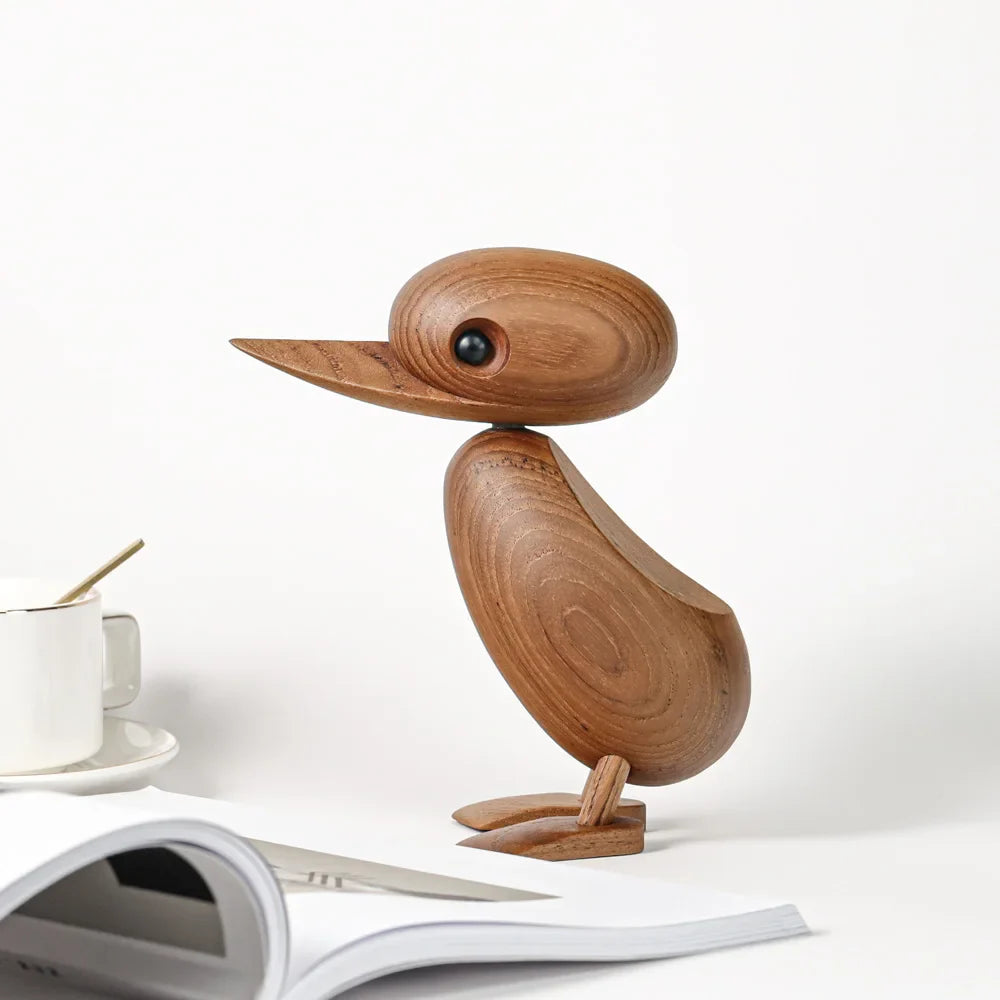 Afralia™ Wooden Duck Couple Dolls Nature Animal Ornaments Figurines