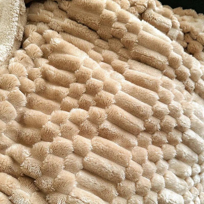 Afralia™ Double-Layer Lamb Plush Throw Blanket for Home and Travel