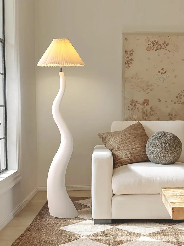 Afralia™ Cream Resin Floor Lamp LED E27 for Stylish Living Room Decor & Lighting
