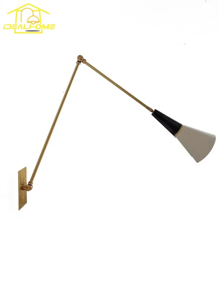 Afralia™ Medieval Athena Brass Wall Lamp LED Swing Arm Sconce Black/Gold Luxury Design