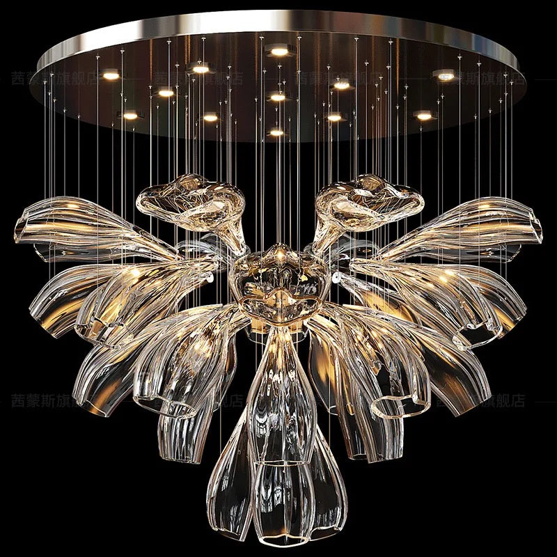 Afralia™ Petal Glass Pendant Lights: Modern Chandeliers for Living & Dining Rooms