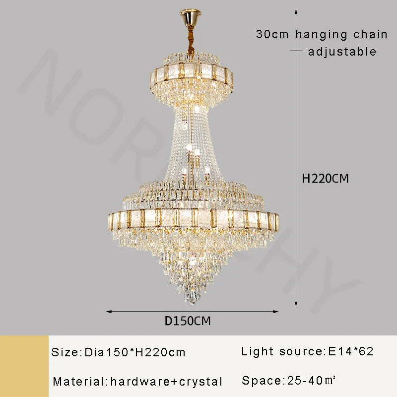 Afralia™ Luxury Gold Crystal Chandelier LED Hanging Lamp for Home Decoration