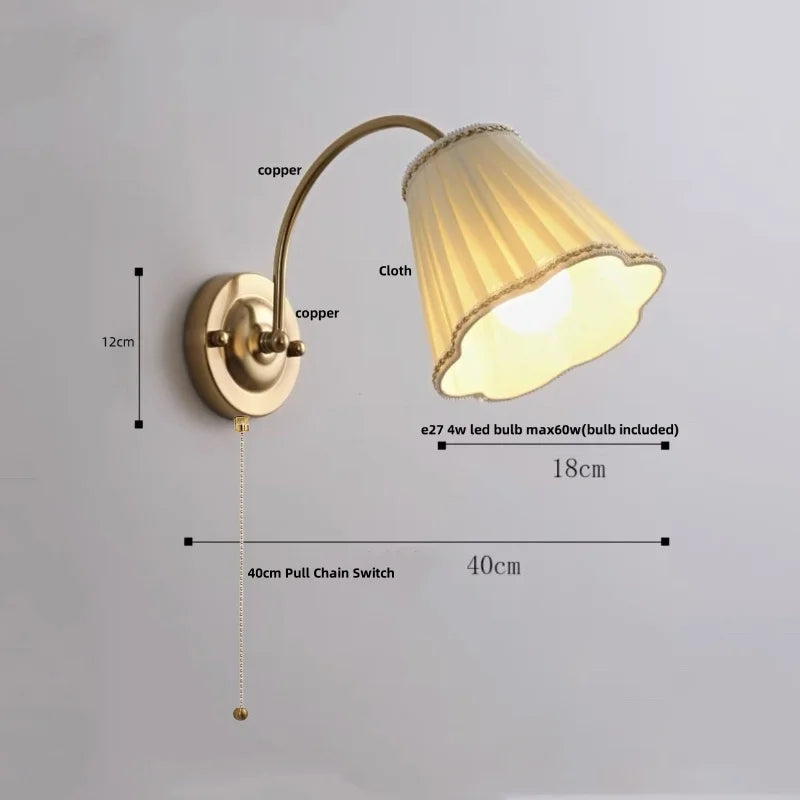 Afralia™ Wood LED Wall Sconce Pull Chain Switch Rotatable 2 Arms Stair Light