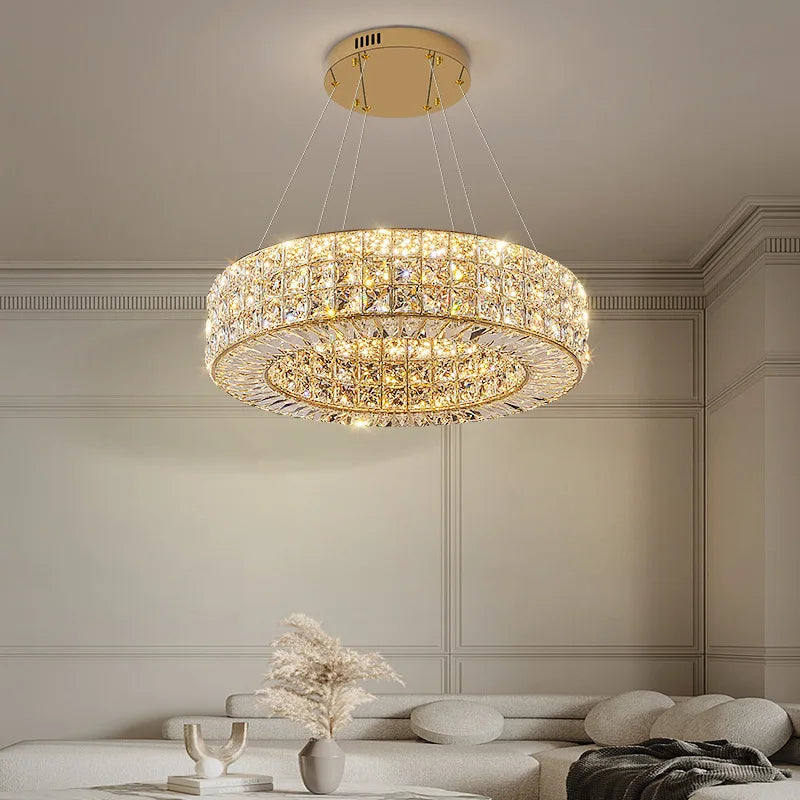 Afralia™ Elegant K9 Crystal Chandelier for Living Room, Dining Table, Bar