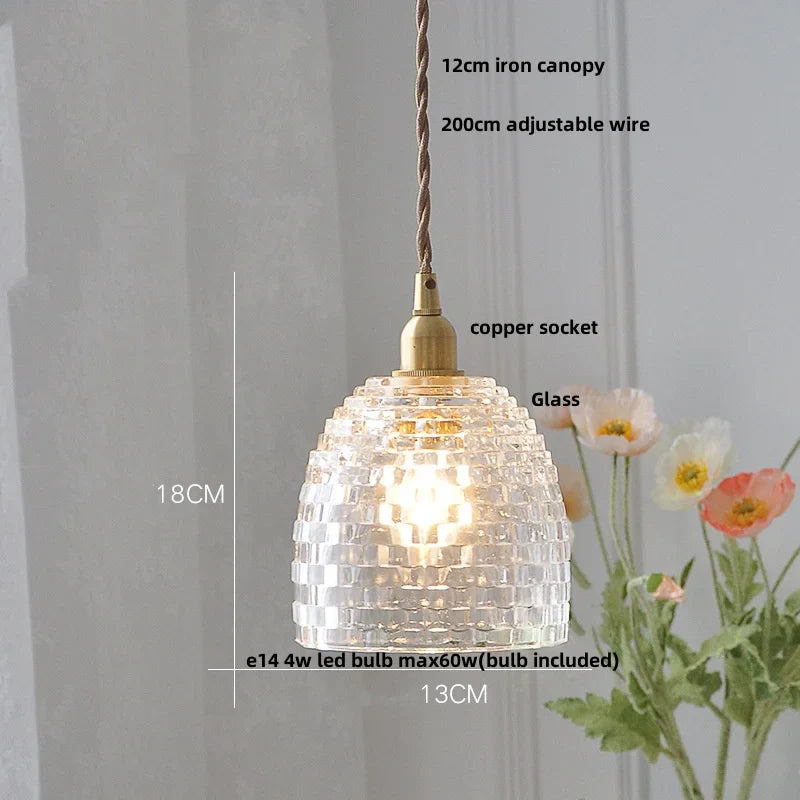 Afralia™ Vintage Green Glass LED Pendant Light Fixture for Kitchen Bar Loft - Copper Socket