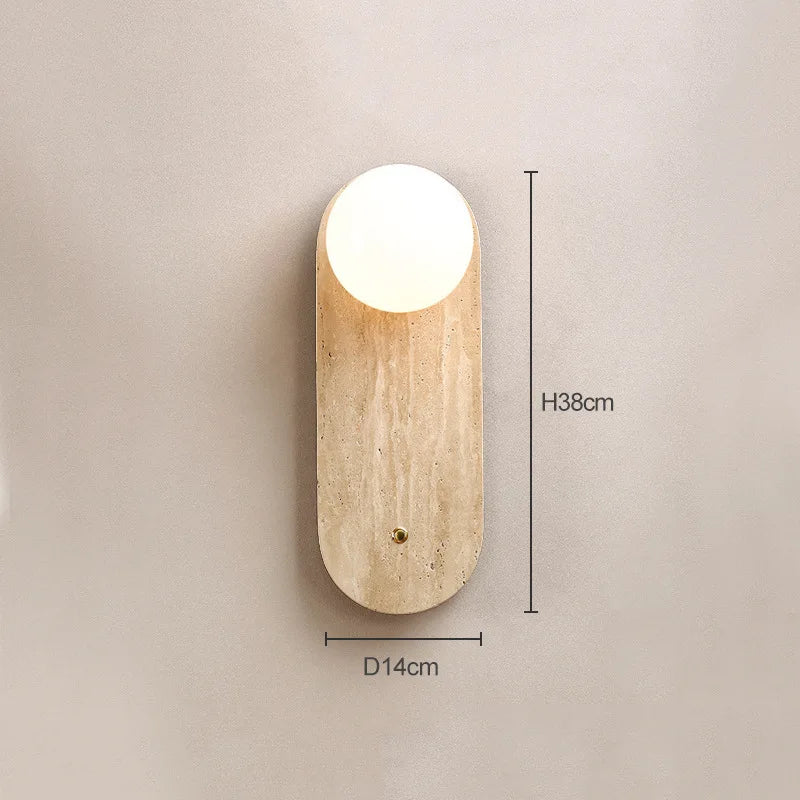Afralia™ Travertine Stone Sconce with Glass Ball G9