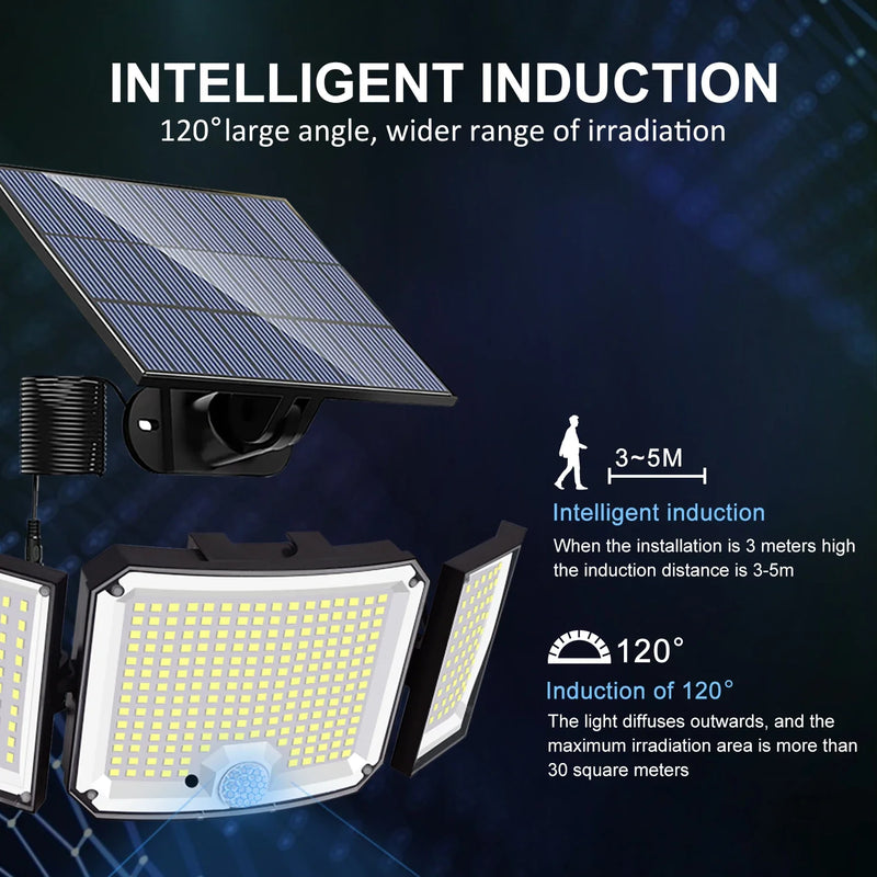 Afralia™ Solar Motion Sensor Street Light 328LED Outdoor Wall Lamp Waterproof IP65