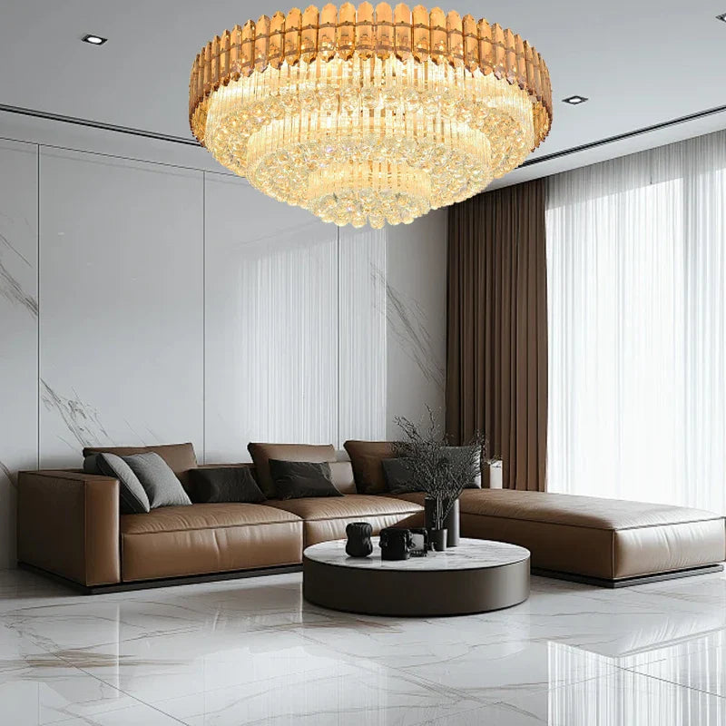 Afralia™ Amber Crystal Ceiling Lights: Modern Luxury for Living Room, Villa, Foyer