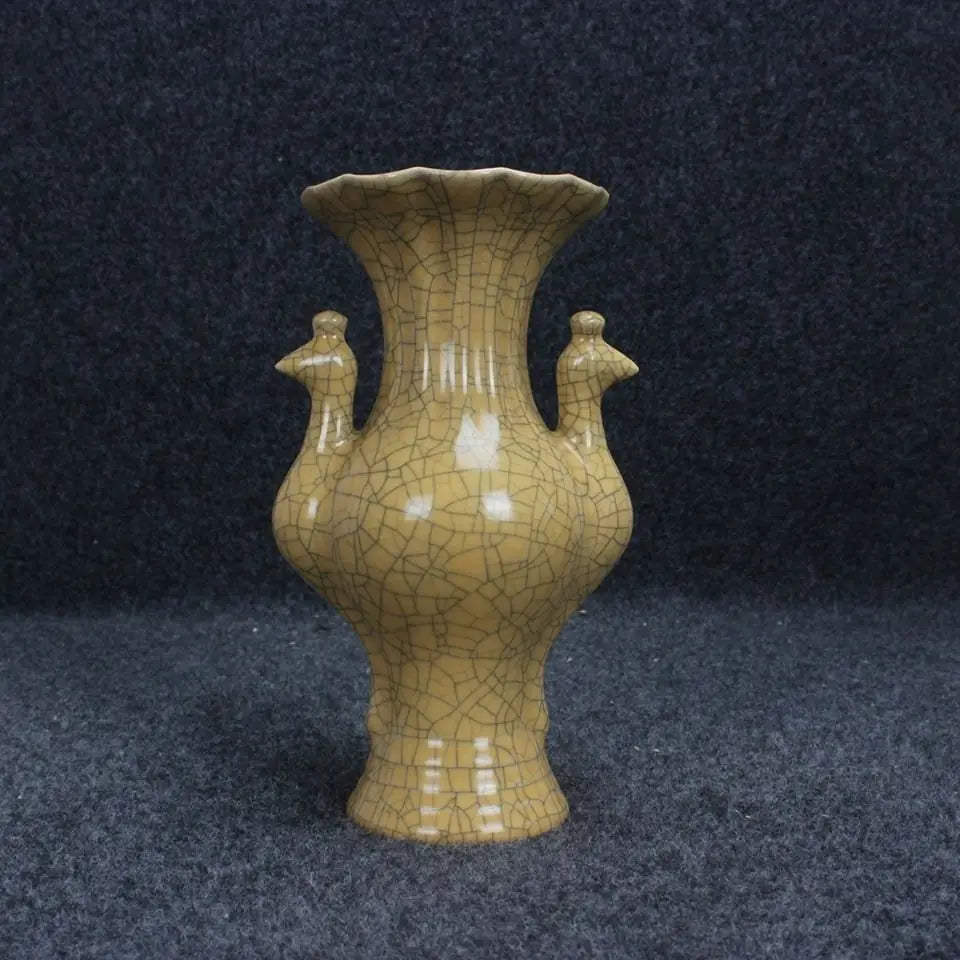 Afralia™ Song Ge Kiln Gold Red Glaze Peacock Vase