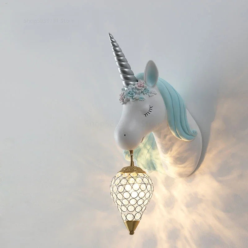 Afralia™ Nordic Unicorn Kids Room Wall Lamp Simple Cartoon Sconce Light Fixtures